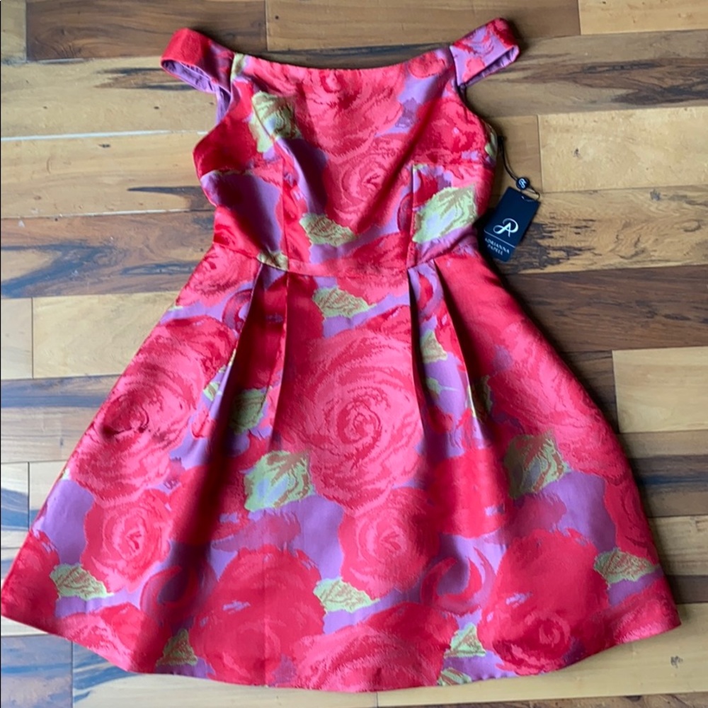 ADRIANNA PAPELL off shoulder jacquard dress